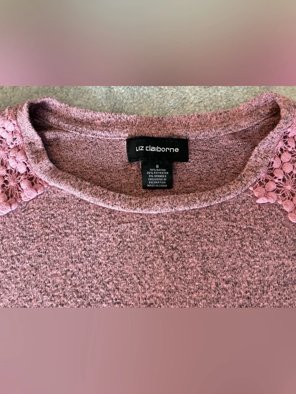 Women’s Liz Claiborne Pink Bell-Sleeve Sweater Top Size Small